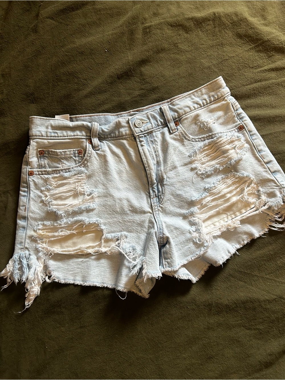 American Eagle Light Blue Distressed Denim Women's Shorts